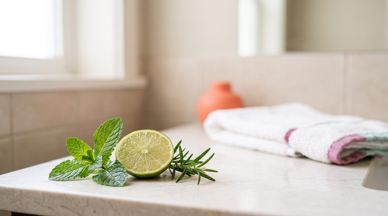Berry Frost chewable tablet bottle on a clean bathroom counter, minimal styled product shot