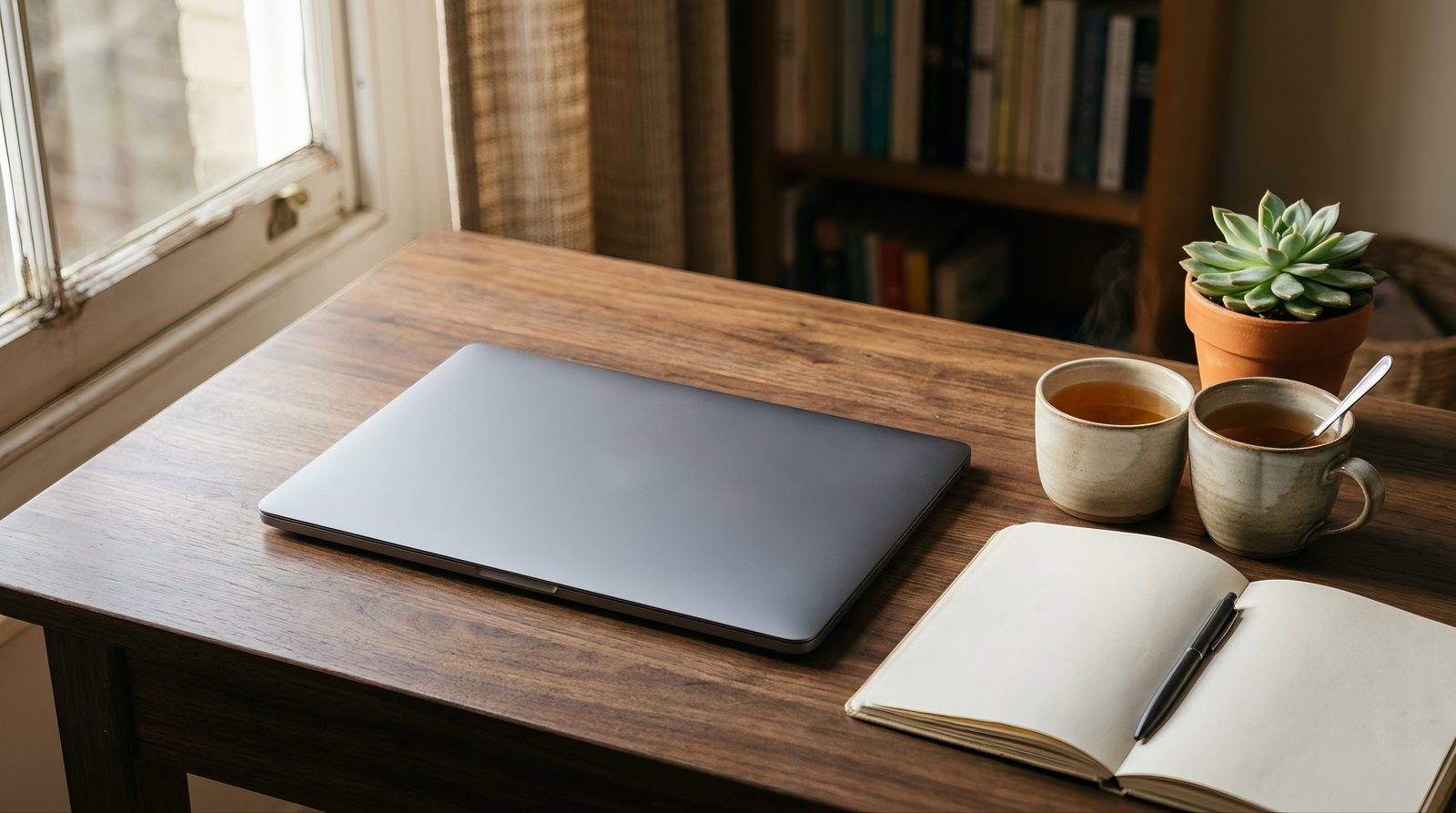 woman researching on a laptop at a table, looking skeptical while reading a webpage